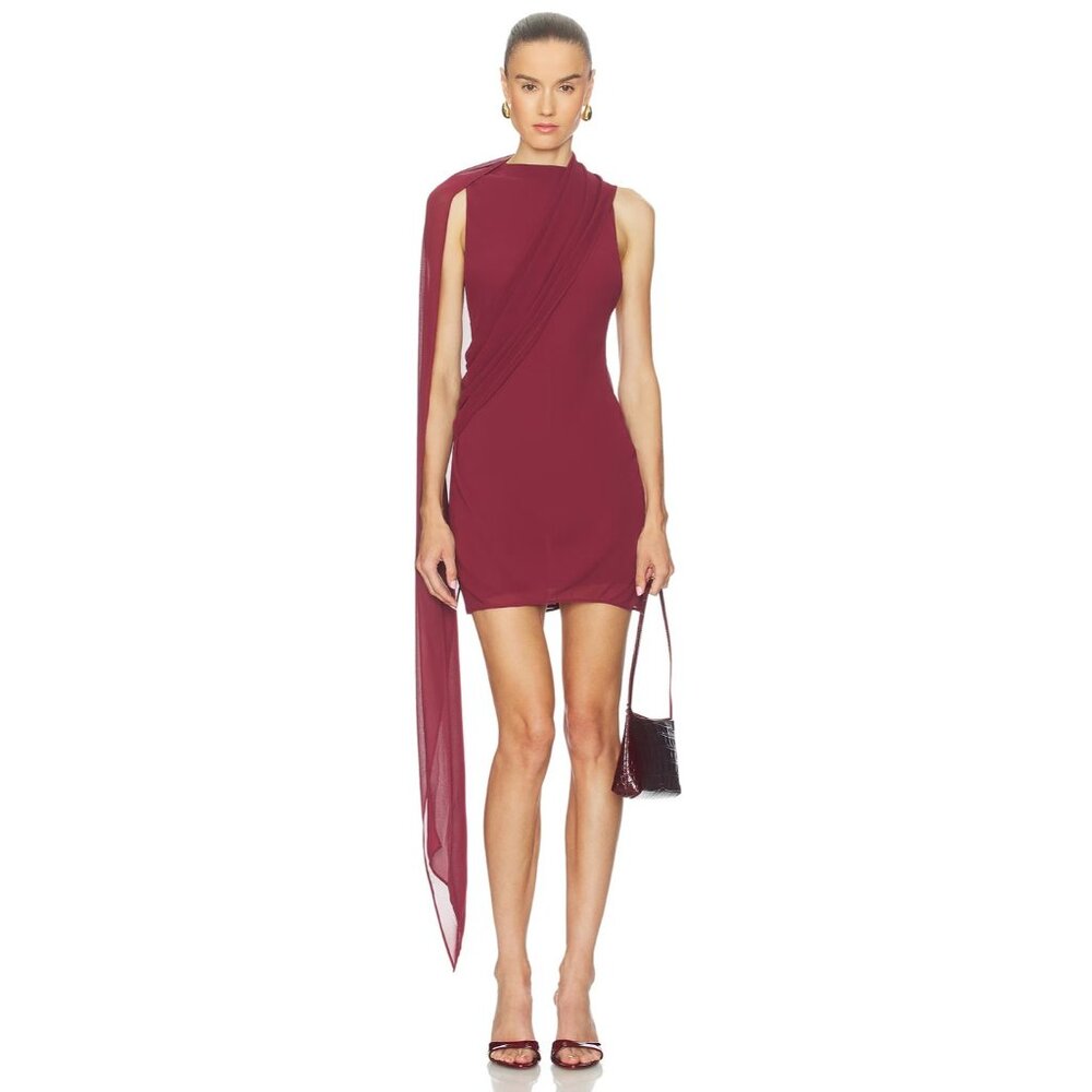 Camila Coelho Casilda Mini Dress in Oxblood XSmall New with Tags Womens